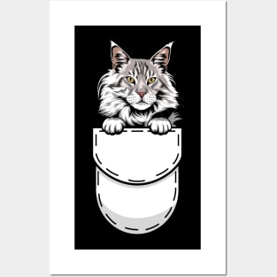 Funny Maine Coon Pocket Cat Posters and Art